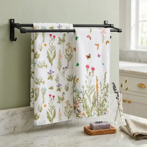 [MK-MIC5] 360 HOME MY KITCHEN MICROFIBER TOWELS 2CS FRESH AND SIMPLE DISHCLOTH HOOKS 40*60