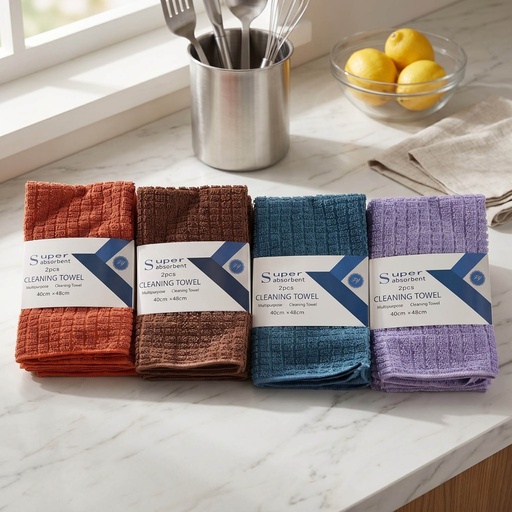 [MK-MIC7] 360 HOME MY KITCHEN MICROFIBER TOWELS POLYESTER/NYLON BAMBOO FIBER SMALL SQUARE WAISTBAND + HOOK 2-PIECE PACK 40*48