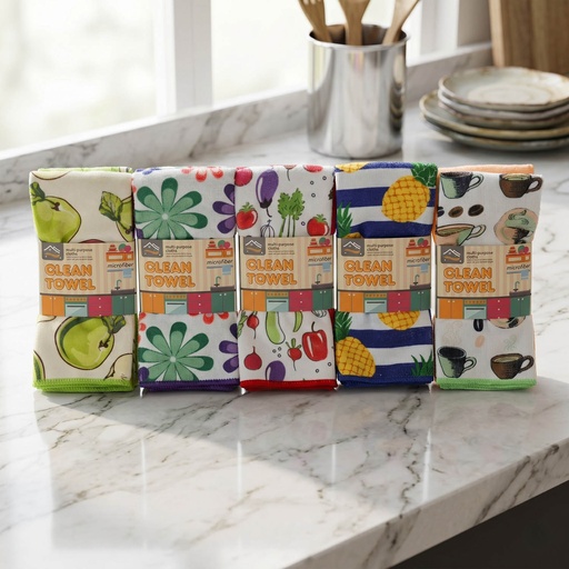 [MK-MIC13] 360 HOME MY KITCHEN MICROFIBER TOWELS 160G WARP-KNITTED DEEP VERTICAL STRIPE 2PCS + 180G WARP-KNITTED HEAT TRANSFER 2PCS 40*60CM