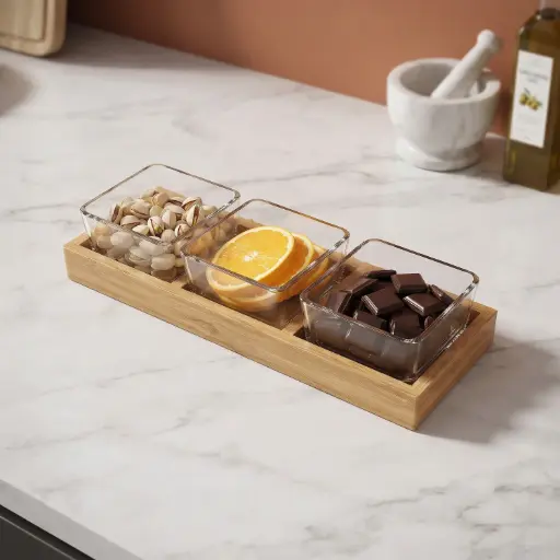 [MK-GB3] 360 HOME MY KITCHEN GLASS SNACK BOWL FOUR SQUARE SNACK BOX 250ML BOX OF 20