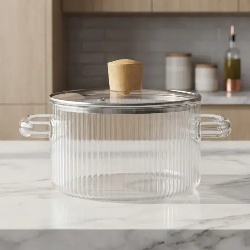 [MK-GPAN4] 360 HOME MY KITCHEN GLASS PAN 1.6L CORK PAN TRANSPARENT BOX OF 24