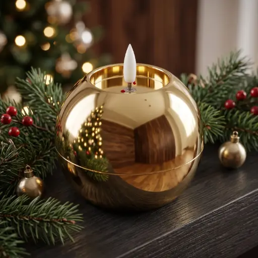 [CH26-EDC3] 360 HOME CHRISTMAS ELECTRICAL ROUND GLOSSY CANDLE 10cm*10cm