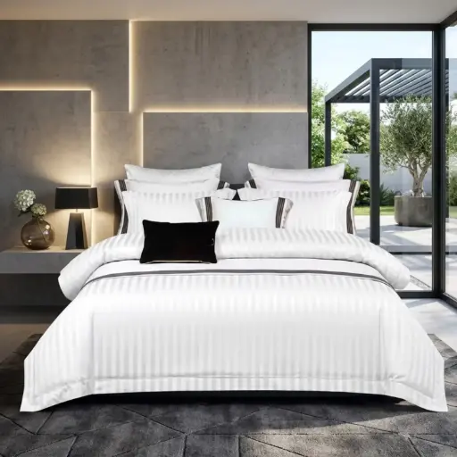 [CHMFS-1] 360 HOME FITTED SHEET SINGLE STRIPED WHITE 120*200CM 100GRS