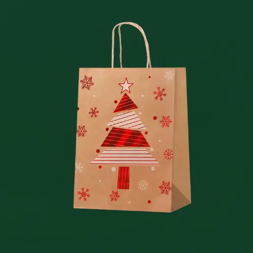 [CH26-AIF20] 360 HOME CHRISTMAS GIFT PAPER BAG GOLD EMBOSSED CHRISTMAS TREE 