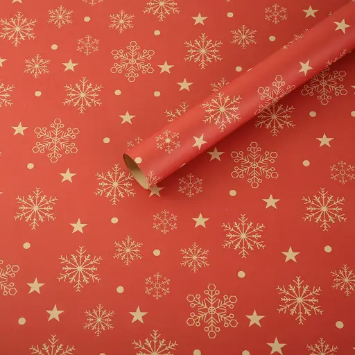 [CH26-AIF26] 360 HOME CHRISTMAS GIFT PAPER WRAPPING RED SNOWFLAKES 50*70
