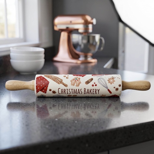 [MK-BTO8] 360 HOME WOODEN ROLLING PIN CHRISTMAS BAKERY WOODEN HANDLE