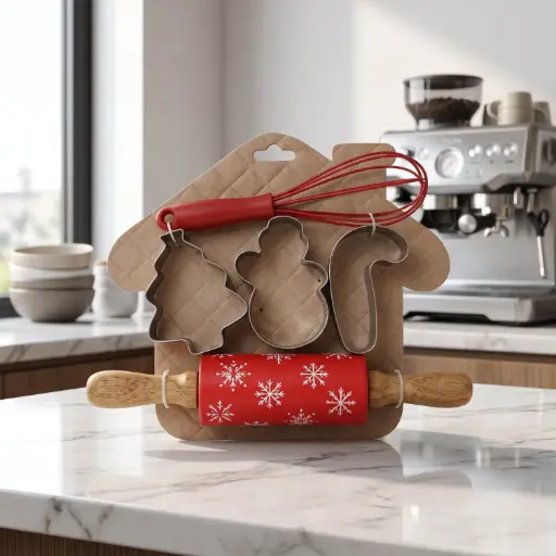 [MK-BTO10] 360 HOME wooden rolling pin and cookie cutter set SILICONE WHISKWQLQ24K62319-XAA0260045 WOODEN HANDLE
