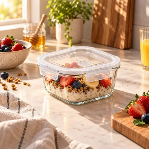 [MK-GC7] 361 HOME GLASS FOOD STORAGE SQUARE HIGH BOROSILICATE WITH COLOR CARD VENTED LID 510ML 13.2X5.3CM