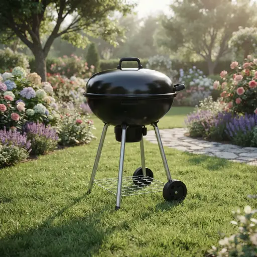 [MK-BBQ14] 360 HOME Portable kettle-style charcoal barbecue grill porcelain-coated steel bowl and lid