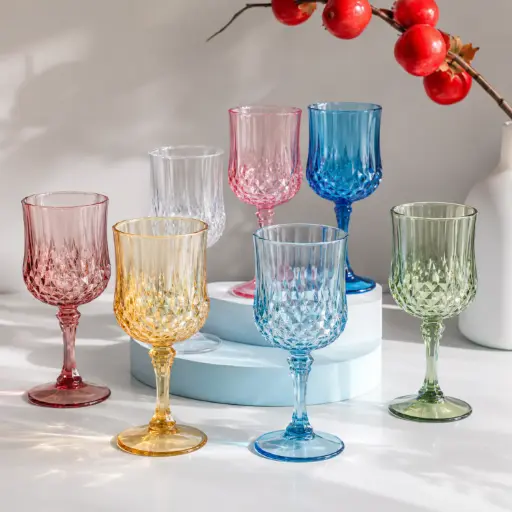 [ACLC-77] 360 HOME GLASS GOBELET VINTAGE STYLE TRANSPARENT COLORS FOR JUICE AND WINE 220ML
