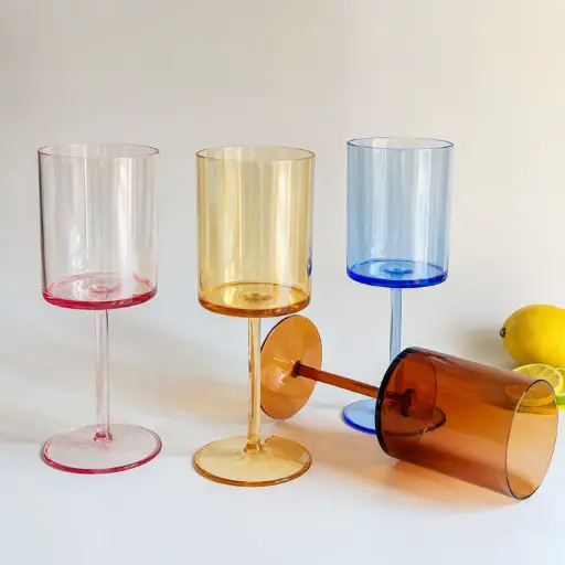 [ACLC-80] 360 HOME WINE GOBELET MODERN COLORED GLASS STURDY ROUND BASE SMOOTH CYLINDRICAL BOWL 7.1X19.5CM