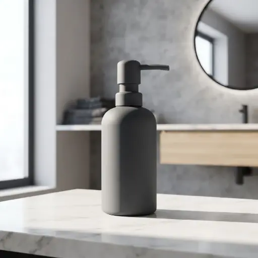 [MB-BA47] 360 HOME LOTION BOTTLE CHARCOAL MATTE ROUNDED CYLINDRICAL TAPERED SHOULDER 310ml Dia6.8x12/17.6cm 