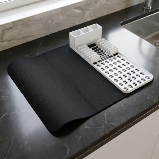 [MB-BA85] 360 HOME BATHROOM MAT SET DRAINING RACK:42x17x8 ABSORBENT PAD:50x45