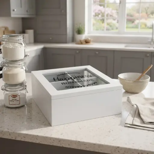 [MH-TB11] 360 HOME MY HOME TEA BOX MDF+GLASS 17*17*7 Single bubble bag, four inner boxes (brown inner box