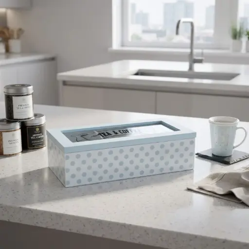 [MH-TB14] 360 HOME MY HOME TEA BOX MDF+GLASS 24*9.5*7 Each bubble bag contains four pieces in one inner box