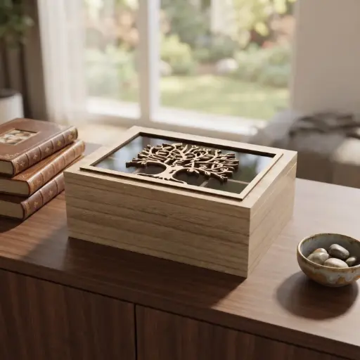 [MH-TB22] 360 HOME MY HOME TEA BOX MDF+GLASS 19*11*8 Each bubble bag contains four pieces in one inner box