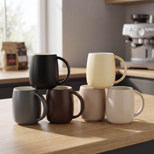 [MK-MUG26-3] 360 HOME MUG CERAMIC MATTE FINISH CYLINDRICAL SHAPE ERGONOMIC HANDLE 400ML 48PCS/BOX