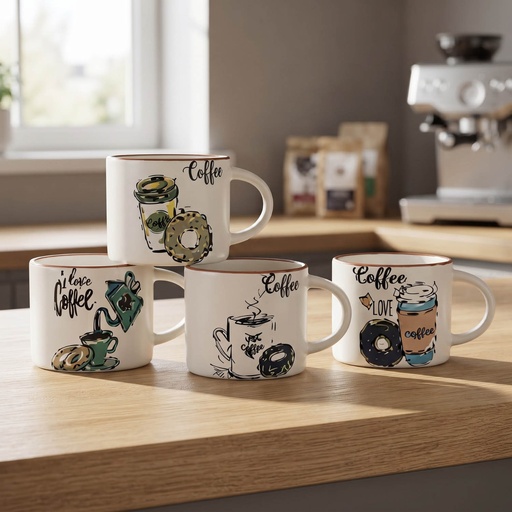 [MK-MUG26-14] 360 HOME MUG CERAMIC MODERN COFFEE-THEMED TYPOGRAPHIC BEVERAGE DESIGN 330ML 48PCS/BOX