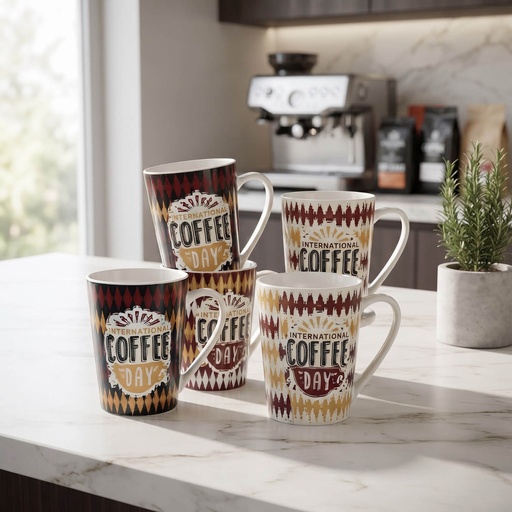 [MK-MUG26-20] 360 HOME MUG CERAMIC COFFEE-THEMED GEOMETRIC PATTERN 460ML 48PCS/BOX
