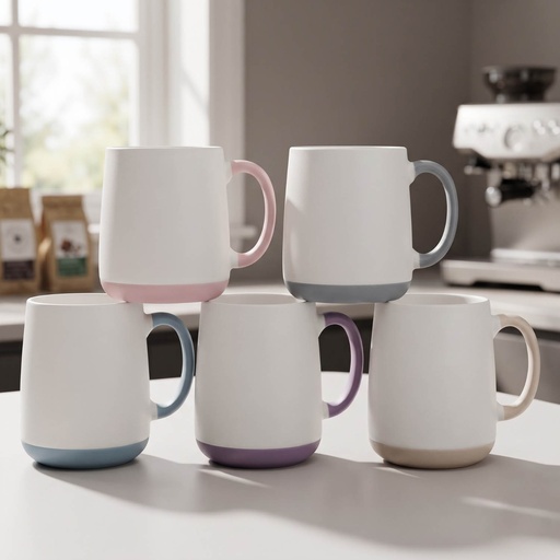 [MK-MUG26-24] 360 HOME MUG CERAMIC TWO-TONE MATTE FINISH WHITE&PASTEL COLOR HANDLE 430ML 48PCS/BOX