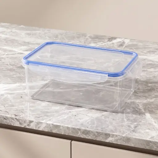 [MK-PC5] 360 HOME FOOD STORAGE CONTAINER RECTANGULAR AIRTIGHT TRANSPARENT PLASTIC  SNAP-LOCK LIDBLUE SILICONE SEALING 1600ML