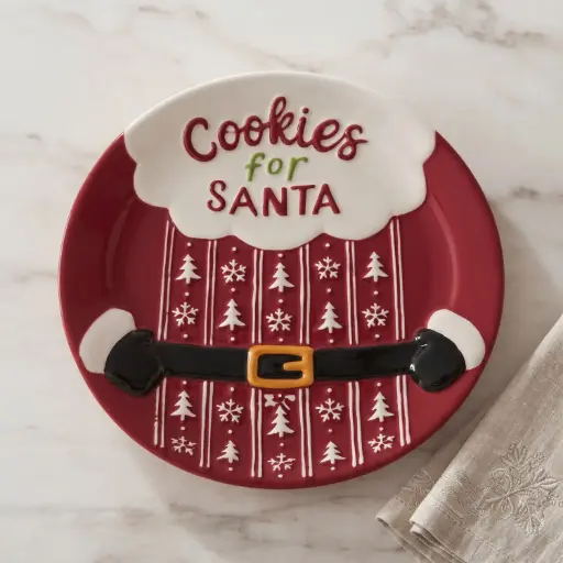 [CH-POR50] 360 HOME MY HOME CHRISTMAS CERAMIC COOKIE PLATE "COOKIES FOR SANTA" 24PCS/BOX 25.5*25.5*3.0