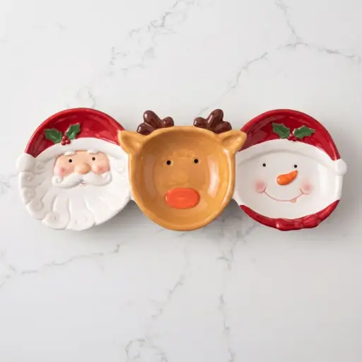 [CH-POR60] 360 HOME MY HOME CHRISTMAS CERAMIC DIPPING BOWL SET SANTA+REINDEER+SNOWMAN DESIGNS 24PCS/BOX 31.0*13.5*3.0