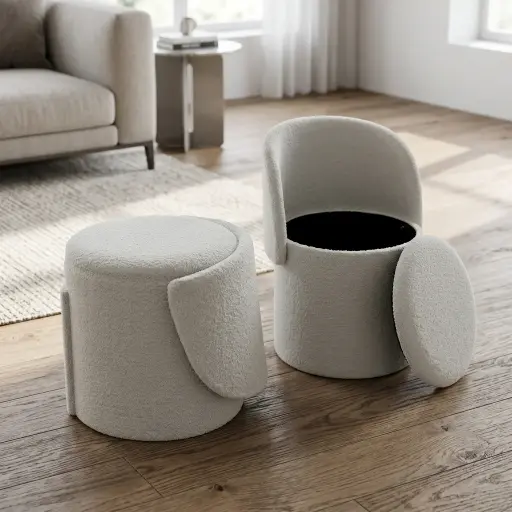 [MH-STO4] 360 HOME MY HOME STORAGE STOOL 45X62.5CM BEIGE WITH REMOVABLE LID