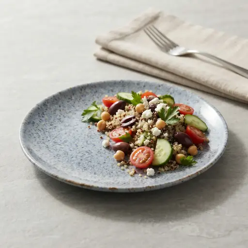 [MK-PCD45] 360 HOME CERAMIC PLATE STONEWARE LIGHT BLUE GREY POWDRE WITH FINE MULTICOLOR SPECKLES  20CM 24PCS/BOX