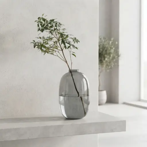[MH26-V1] 360 HOME MY HOME DECORATIVE GLASS VASE  Round/Bubble  9*9*30cm grey
