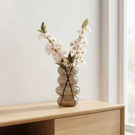 [MH26-V7] 360 HOME MY HOME DECORATIVE GLASS VASE Ribbed Bubble 8*8*17.5cm transparent coffee