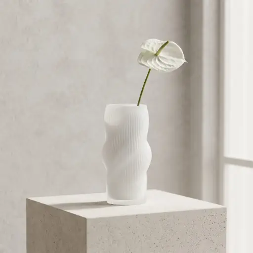 [MH26-V32] 360 HOME MY HOME DECORATIVE GLASS VASE Cylindrical body Twisted Spiral silhouette 29.8*11.2*11*14.8cm white
