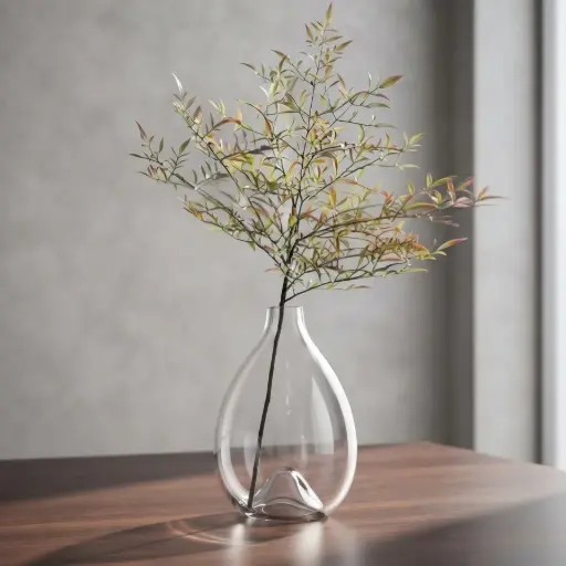 [MH26-V72] 360 HOME MY HOME DECORATIVE GLASS VASE smoked round bulb long narrow flared neck 21.1*25.2cm transparent