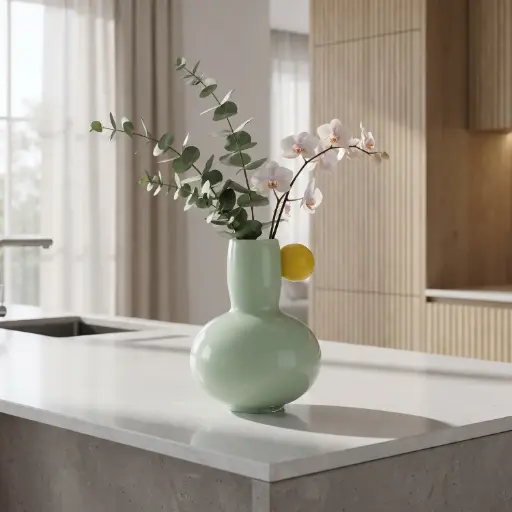 [MH26-V129] 360 HOME MY HOME DECORATIVE GLASS VASERounded spherical base with a smaller bulb-shaped upper section 16.3*20.7cm MINT