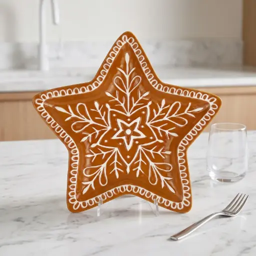 [CH26-CER6] 360 HOME Individually packaged in a color box; two designs mixed together Pentagram disc 25.0*24.0*3.0 BISCUIT COLOR
