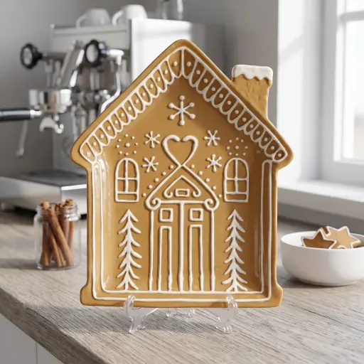 [CH26-CER12] 360 HOME Individually packaged in a color box, two styles mixed together House-shaped cookie tray 23.0*21.5*2.5 cm cookie color.