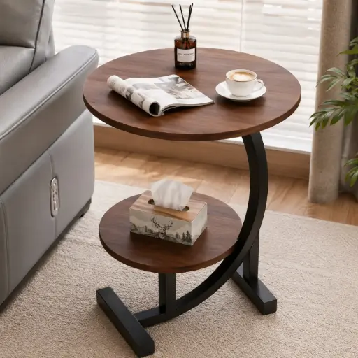 [MH-IT3] 360 HOME MY HOME COFFEE TABLE ROUND TOP CURVED LEG 40*40*57CM