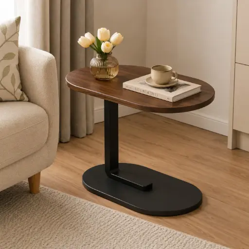[MH-IT6] 360 HOME MY HOME COFFEE TABLE Sleek Oval Silhouette oval C-shaped pedestal 37*24*56CM