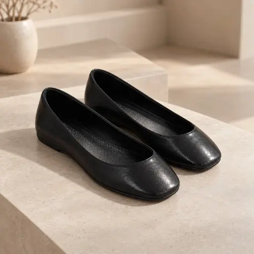 [P-1558(Z11] 360 COTTON WOMAN SHOES SQUARE TOE CRINCKLED BALLET FLAT 37