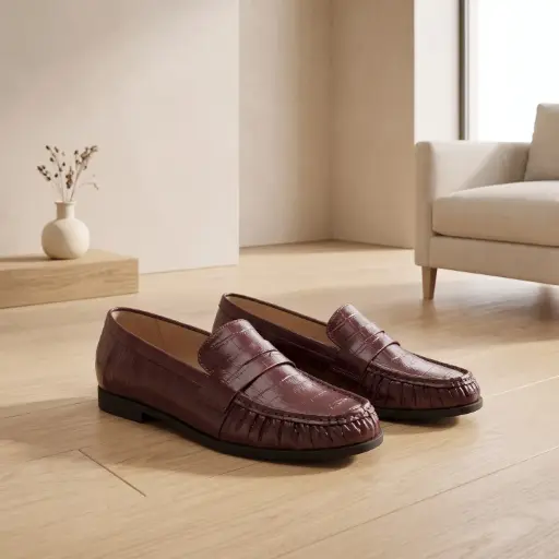 [J527(Z21] 360 COTTON WOMAN SHOES PENNY LOAFER UPPER LOW EDGE SOLE ELEVATED HEEL PROFILE 37