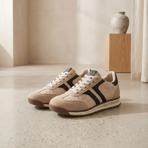 [RA138(Z86] 360 COTTON WOMAN SHOES RUNNER SNEAKER sleek, bold black dual-stripe graphic overlay OFFWHITE/CREAM 37