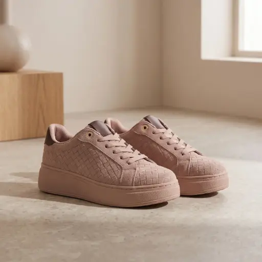 [AD633(Z186] 360 COTTON WOMAN SHOES TEXTURED FABRIC UPPER LACE-UP FRONT PADDED ANKLE BEIGE 37