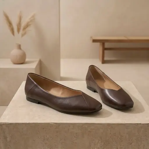 [KL2965(Z436] 360 COTTON WOMAN SHOES MEDIUM HEIGHT HEEL POINTED TOE SMOOTH UPPER LOW CUT VAMP LEATHER DARK BROWN 37