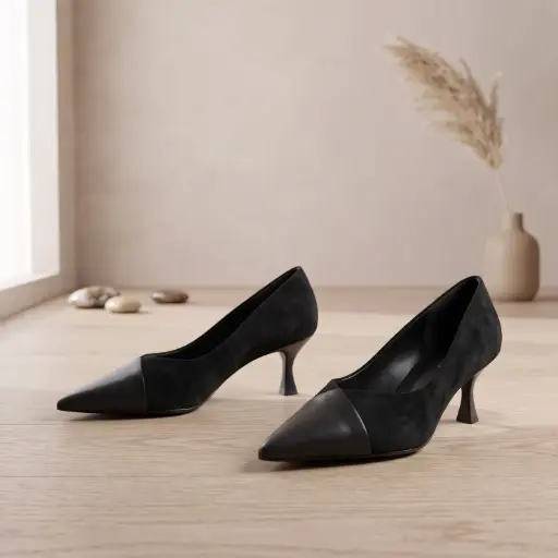 [CYQ2(Z721] 360 COTTON WOMAN SHOES PUMPS POINTED TOE LOW CUT VAMP SMOOTH UPPER SLIM KITTEN HEEL SUEDE BLACK 37