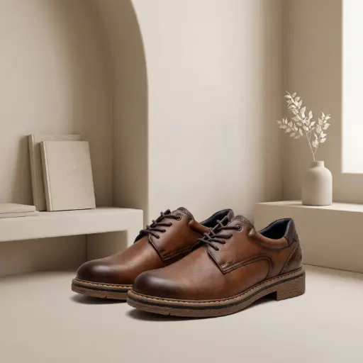 [Y211A76] 360 COTTON MEN SHOES LACE-UP CLASSIC FRONT LACING OXFORD ROUNDED TO ALMOND TOE MOCASSIN STYLE LEATHER BROWN 41