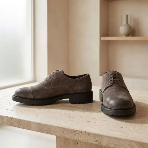 [3009A221] 360 COTTON MEN SHOES CASUAL SNEAKER TEXTILE/SUEDE LACE-UP FRONT FLAT RUBBER SOLE LIGHTWEIGHT DESIGN LOW-TOP DARK GREY 41