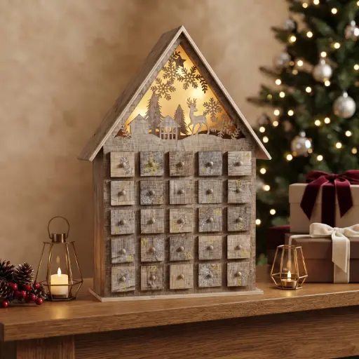 [CH26-WD4] 360 HOME CHRISTMAS  DECOR, 25*6*38,Tall, narrow house-shaped wooden cabinet with a steep triangular roof