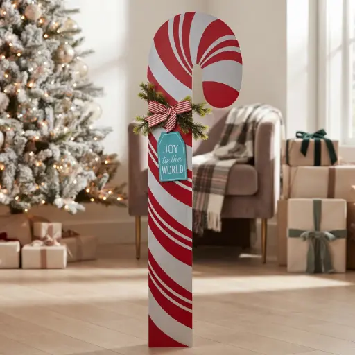 [CH26-WD5] 360 HOME CHRISTMAS  DECOR, 34*3.5*122,large freestanding Christmas candy-cane decoration