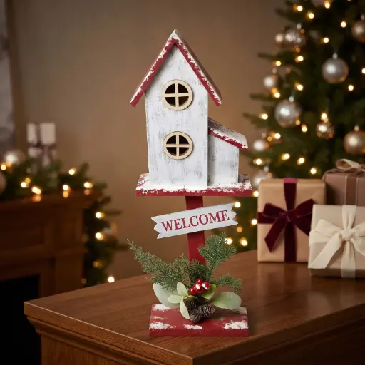 [CH26-WD6] 360 HOME CHRISTMAS MDF DECOR, 19*11*57,small freestanding rustic Christmas church decoration