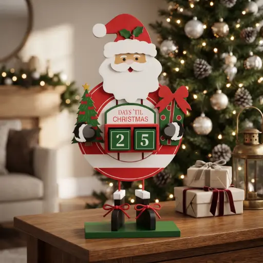 [CH26-WD14] 360 HOME CHRISTMAS DECOR, 21*8*40.3,freestanding vintage-style Santa Claus Christmas countdown decoration.